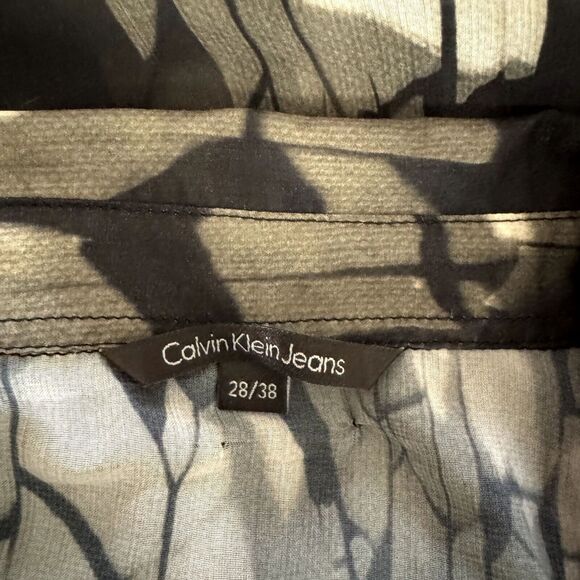 Calvin Klein Sheer Chiffon Button Front Blouse Top Abstract 28/38 S? am - Picture 5 of 6